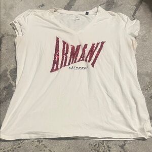 Armani Exchange White Tee with Red Logo